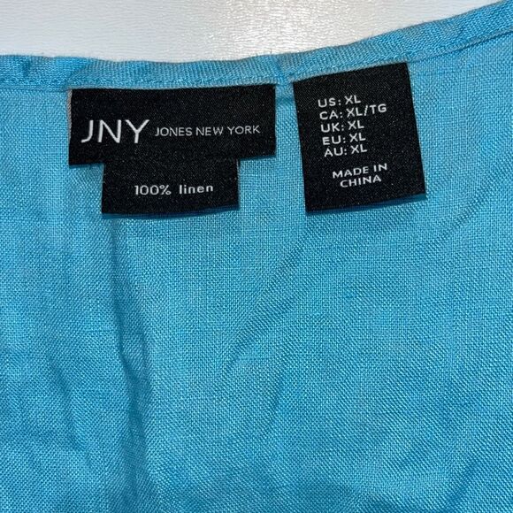 JNY Jones New York Women's Blue 100% Linen Half Button Tank Top Size XL - Picture 9 of 9